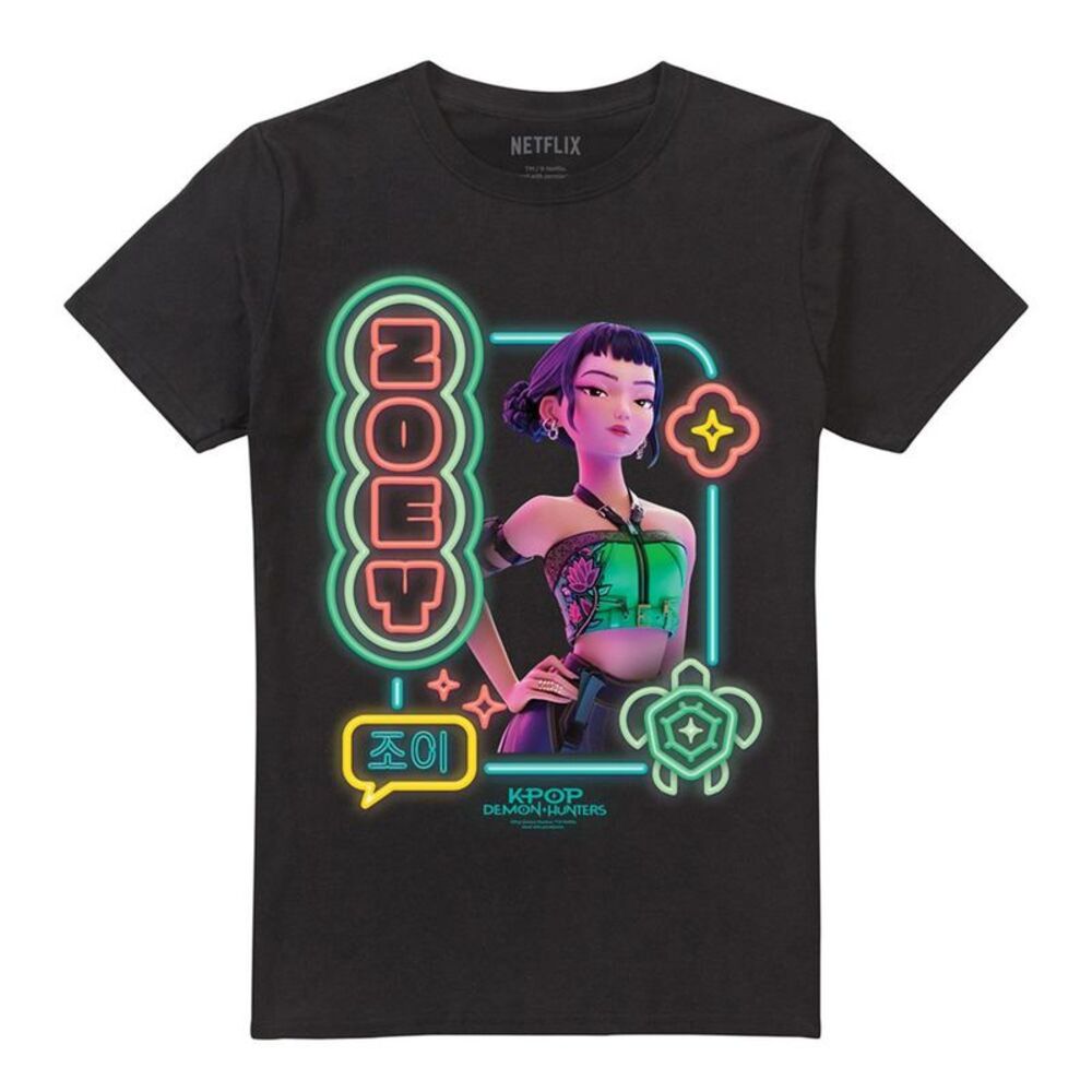 K-Pop Demon Hunters Unisex Adult Zoey Glowing Lights T-Shirt / Black